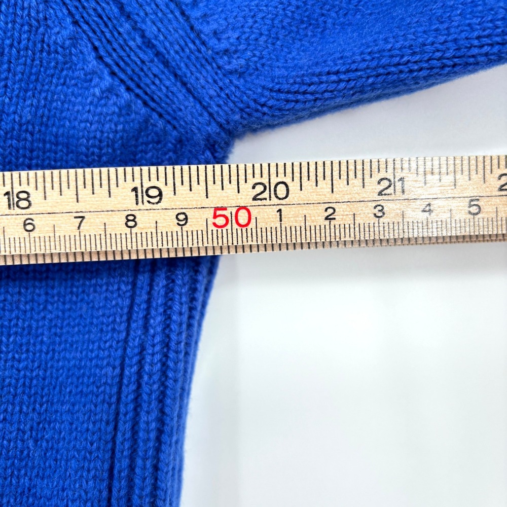Celine Cashmere Crewneck Knit Sweater Blue Triomphe Logo Embroidered Pullover M - Picture 15 of 16